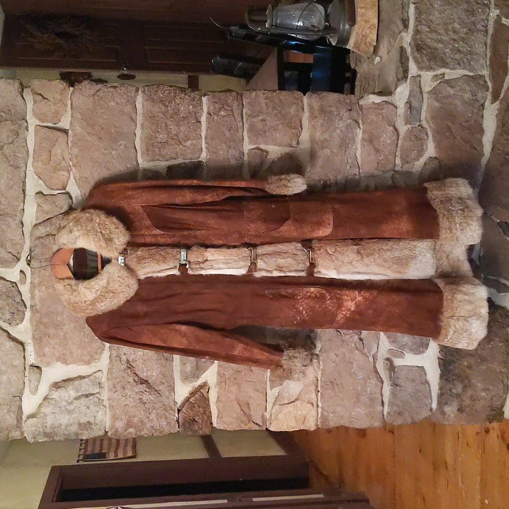 Vintage Fur Trimmed Suede Coat